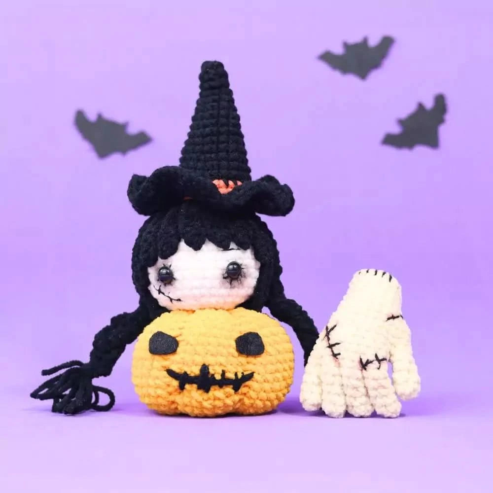 Wednesday Pumpkin Witch Halloween Crochet Pattern
